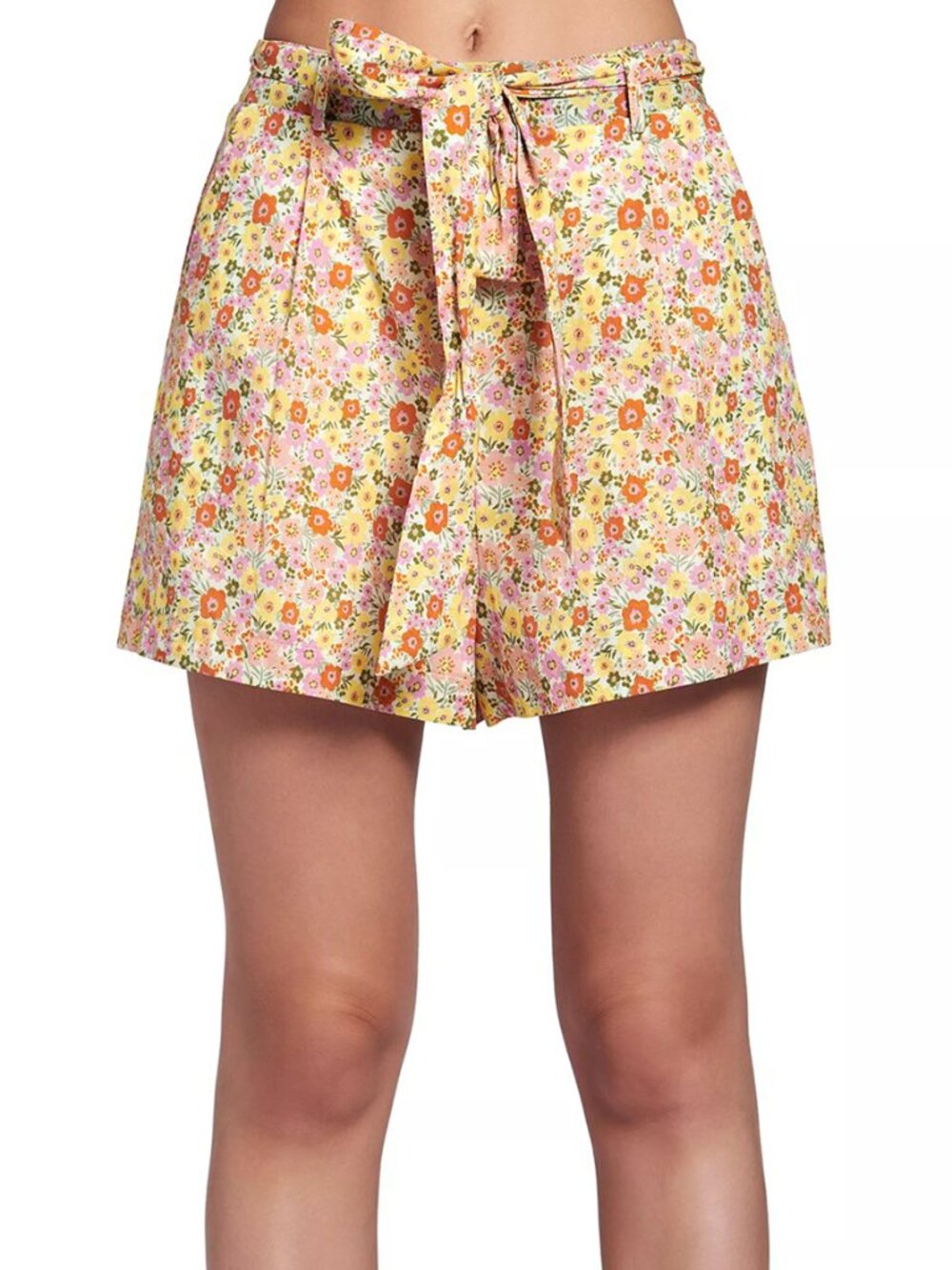 Lost + Wander | Floral Tie-Waist Shorts | Yellow & Pink | Medium